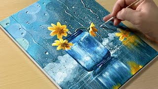 Rainy Day Painting  Acrylic Painting for Beginners [upl. by Elin]