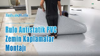 Rulo Antistatik ESD PVC Zemin Kaplamalar Kondaktif PVC Zemin Montajı  Jinhai Static [upl. by Langbehn]