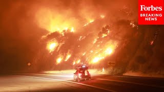 Line Fire In Southern California Continues To Burn Causes Huge Clouds Of Smoke [upl. by Yahsram839]