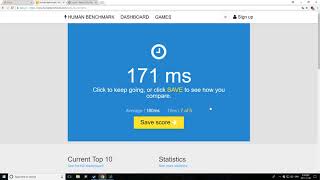 Human Benchmark REACTION TIME TEST Average between 171180ms [upl. by Arsuy]