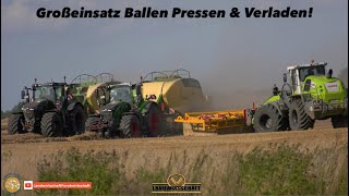 Großeinsatz Ballen Pressen amp Verladen XXL Strohbergung Agrarlohn Müritz Lohnunternehmen 2023 [upl. by Sonny]