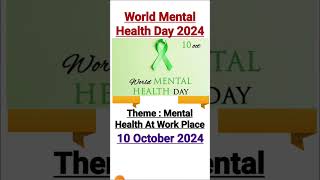 World Mental Health Day 2024 Theme  General Knowledge gk shorts [upl. by Aivart]