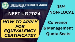 NEET UG 2024  Telangana Equivalency Certificate for NonLocal Category TSBIE neetug2024 neet [upl. by Siwel]