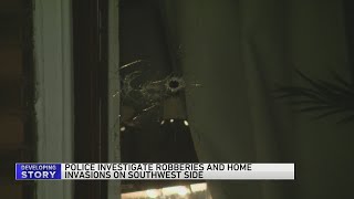 2 armed robberies proceed into home invasions overnight on citys Southwest Side police say [upl. by Nuhs816]