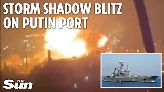 Ukraine unleashes hell on Putins warship base as 18 missiles scream into Sevastopol [upl. by Robbin728]