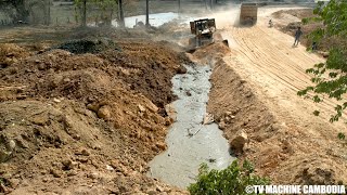 Wonderful Completed Fields Project Filling Skills Operator Old Dozer Pushing Stone amp Soil One By One [upl. by Nyrhtac707]