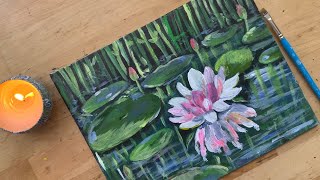 How to Paint Water Lilies Acrylic Painting  Michelle Art  75 [upl. by Eirolam]