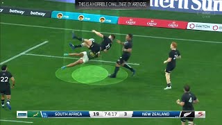 KurtLee Arendse HORRIFIC Aerial Challenge On Beauden Barrett  South Africa vs All Blacks 2022 [upl. by Loren411]