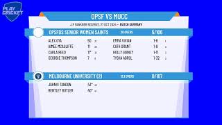 OPSFDS Senior Women Saints v Melbourne University 2 [upl. by Nadaha52]