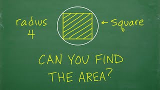 A square is inscribed in a circle with radius  4 what is the area of the square [upl. by Joellyn]