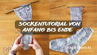 Socken Tutorial für Anfänger I Anfang bis Ende Garter Stitch Heel Kitchenerstitch I Socks amp Shanti [upl. by Maguire]