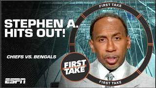 Stephen A DOES NOT like the ‘LUCKY’ claims for Chiefs’ win over Bengals 👀  First Take [upl. by Bilbe595]