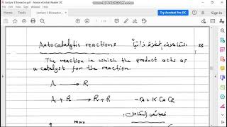 Autocatalytic Reactions Lec 33 [upl. by Jegar]