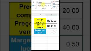 Margem de lucro de venda no excel [upl. by Annahavas]