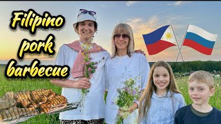 Filipino pork barbecue  cooking according to Filipino in Russia [upl. by Eirod389]