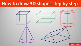 Draw 3D shapes step by step [upl. by Ribaudo]