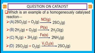 OQV NO – 288 Which is an example of a homogeneously catalysed reaction [upl. by Jephthah]