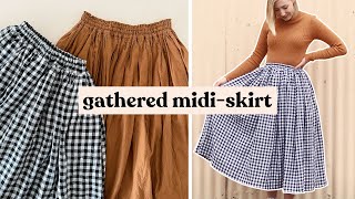 DIY Gathered MidiSkirt With Pockets  How To Make A Gathered Skirt [upl. by Jenifer498]