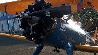 Stearman Engine Start Up [upl. by Euqinamod458]