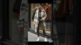 Top Trend Autumn Winter 2024 Cream Plaid Shacket Graphic Tee amp Ribbed Leggings Platform Sneakers [upl. by Iahcedrom]