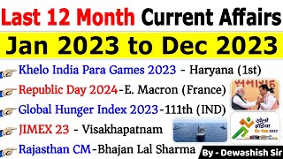 Last 12 Months Current Affairs 2023  January 2023 To December 2023  Yearly Current Affairs 2023 [upl. by Autum]