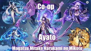 Random coop Ayato Navia Raiden Shogun amp Yelan vs Magatsu Mitake Narukami no Mikoto [upl. by Acus]