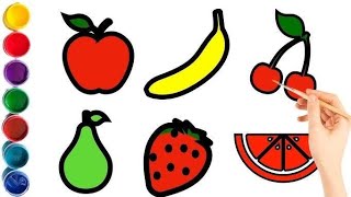 Learn fruits fruits drawing coloring amp painting draw fruits easy [upl. by Laitselec761]