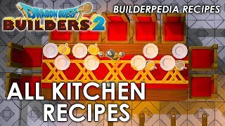 Dragon Quest Builders 2  All Kitchen Recipes Builderpedia Recipe Guide [upl. by Natehc]