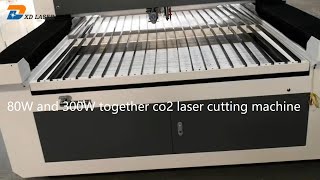 80W And 300W Together Co2 Nonmetal Laser Cutting Machine [upl. by Kuhlman]