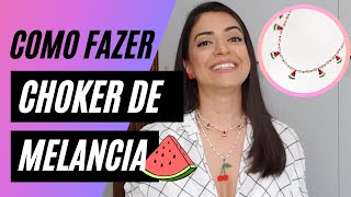 Colar Choker de Miçangas Melancia Passo a Passo DIY Watermelon Necklace [upl. by Anitsirt]