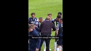 Stan Collymore comes down from Directors Box to gee up Southend United team v Chertsey Town FACUP [upl. by Nyliret]