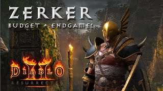 Mighty Zerker Barb  Budget Build amp Endgame Diablo 2 Resurrected Character Guide [upl. by Sirtemed]