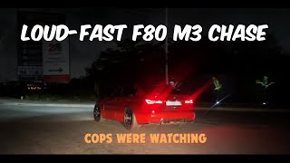 MHD Stage 1 BMW 335is Chases Tuned F80 M3 with LOUD Pops n54 vs s55 [upl. by Reiner]