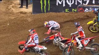 Justin Barcia TBONEs Jett Lawrence HARD St Louis Supercross 2024 [upl. by Obola740]