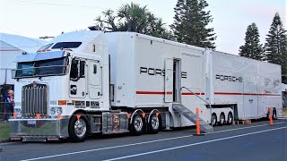 Best of Kenworth K100 series cabover trucks hauling race cars [upl. by Abramo]