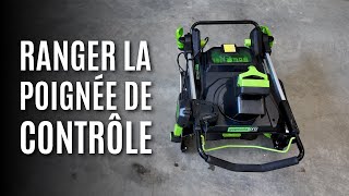 Comment ranger la poignée de contrôle sur une souffleuse à neige Greenworks [upl. by Shoifet5]