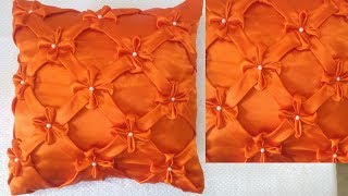 DIY BEAUTIFUL FLOWER CUSHION COVER  HOW TO MAKE SMOCKING PILLOW COVER DESIGN AT HOME [upl. by Pul]