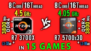 Ryzen 7 3700x vs Ryzen 7 5700x3D Test in 15 Games or R7 5700x3D vs R7 3800x [upl. by Gatian653]