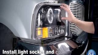 SPECDTUNING INSTALLATION VIDEO 1999  2004 FORD F250F350 LED PROJECTOR HEADLIGHTSmp4 [upl. by Ytitsahc]