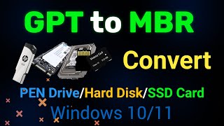 How to convert gpt to mbr by cmd  How to convert gpt to mbr Windows 1011 [upl. by Raddatz]