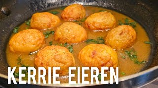 🇸🇷 Surinaamse eieren in kerrie Masala receptcurry eggs recipe [upl. by Aihseuqram]