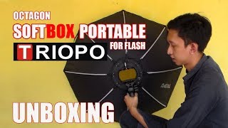 UNBOXING OCTAGON SOFTBOX PORTABLE FOR FLASH TRIOPO [upl. by Finnie641]