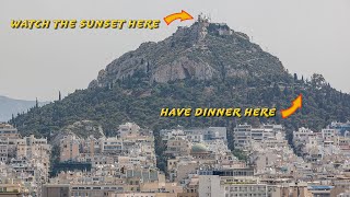 Touring Greece  Dinner and Sunset on Mt Lycabettus  Athens Greece 4K [upl. by Ardeha]