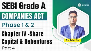 Chapter IV Share Capital and Debentures of Companies Act Part 4  Phase 1 amp Phase 2  SEBI Grade A [upl. by Demeter]