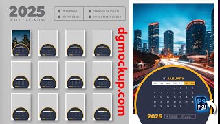 2025 Wall Calendar Free PSD Template  Fully Editable Photoshop File  Easy Design Calendar [upl. by Mosra563]