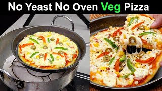 कढ़ाई में वेज पिज़्ज़ा बिना यीस्ट के  Veg Pizza without Oven and Yeast  Pizza Recipe  Kabitaskitchen [upl. by Cowie89]