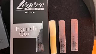 Legere French cut vs Legere European cut vs Vandoren V12 clarinet reed sound test [upl. by Annawak]