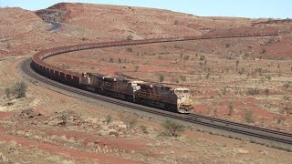 Massive Rio Tinto Iron Ore Trains tackle the Chichester Range [upl. by Eraste756]