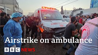 Gaza frontline report Israel confirms airstrike on ambulance  BBC News [upl. by Peedus]