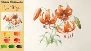 Basic Flower watercolor Lily wetinwet Arches rough NAMIL ART [upl. by Esened]